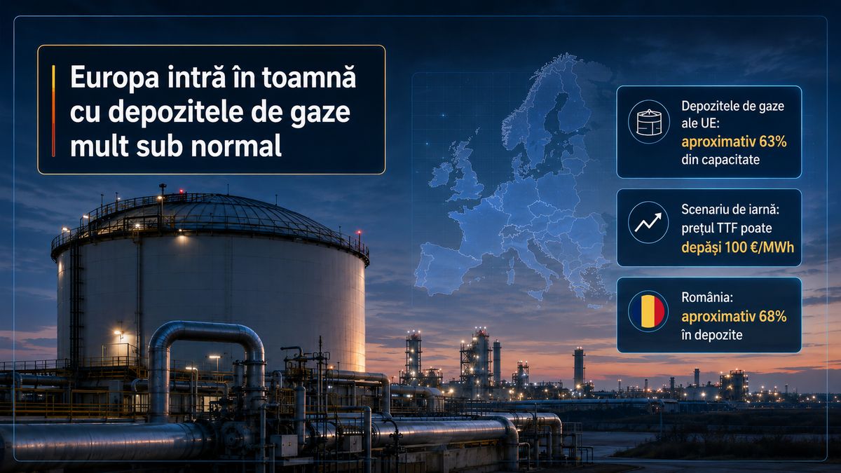 Depozitele de gaze ale UE sunt la 63%: riscul ca TTF să depășească 100 €/MWh în iarna 2026-2027 — NRG-IA