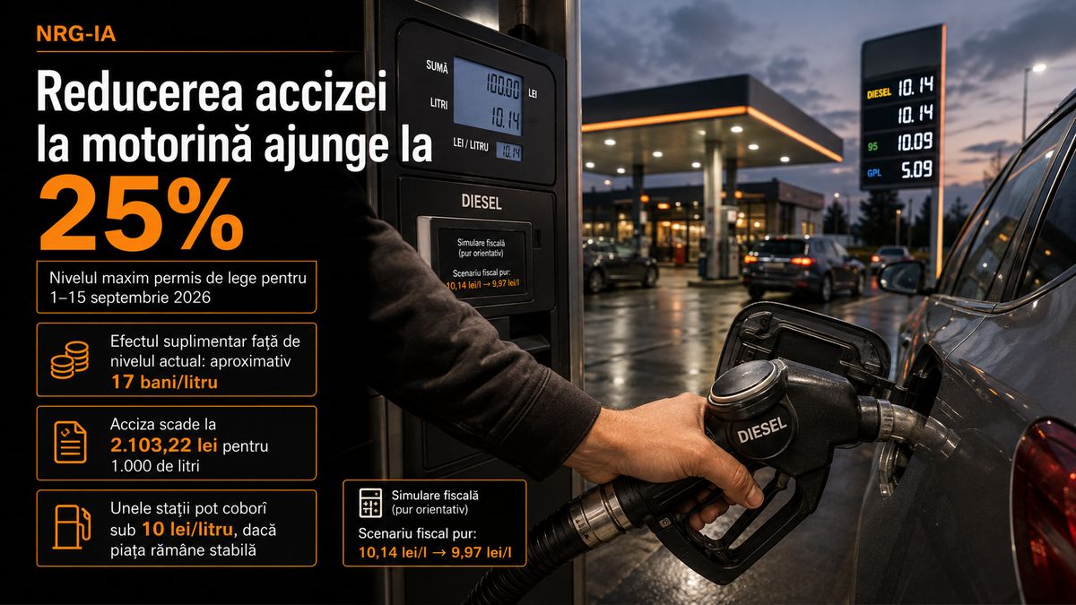 Acciza la motorină scade cu 25% de la 1 septembrie: efectul real este de circa 17 bani/litru — NRG-IA