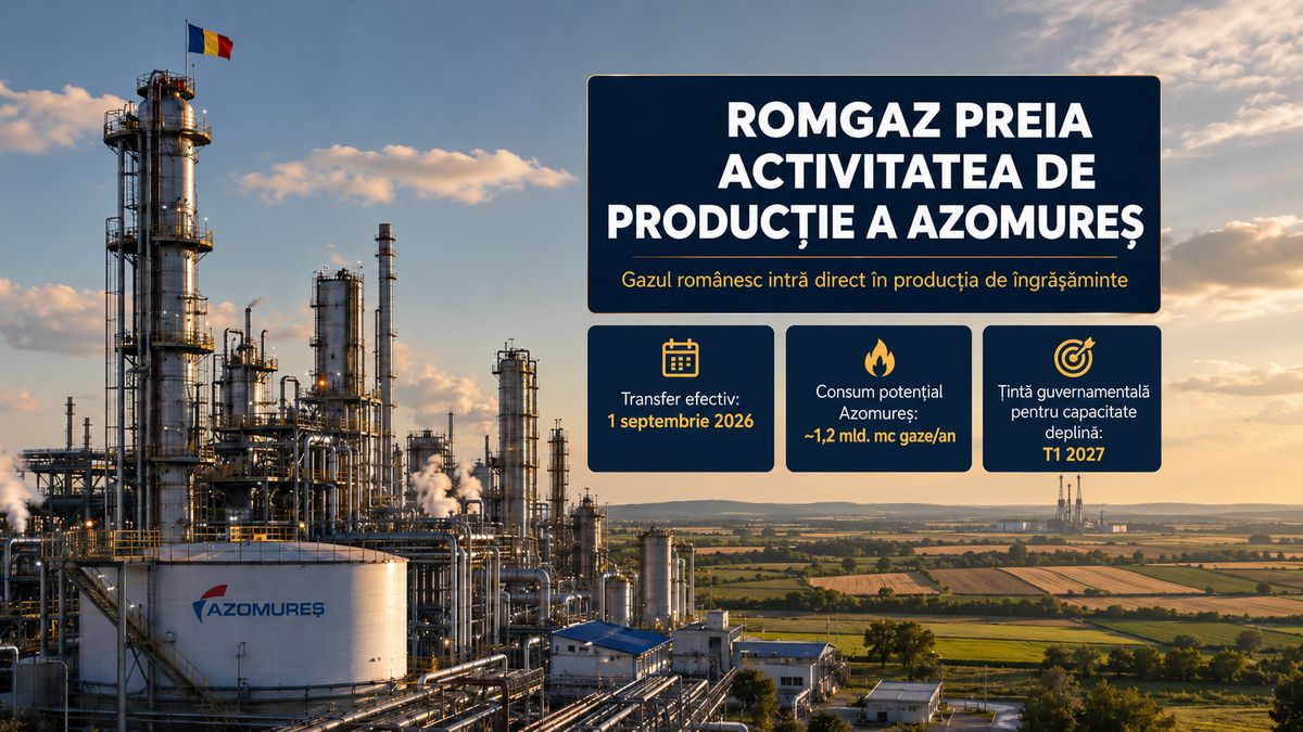 Romgaz preia activitatea Azomureș de la 1 septembrie 2026: integrare gaz-îngrășăminte înainte de Neptun Deep — NRG-IA