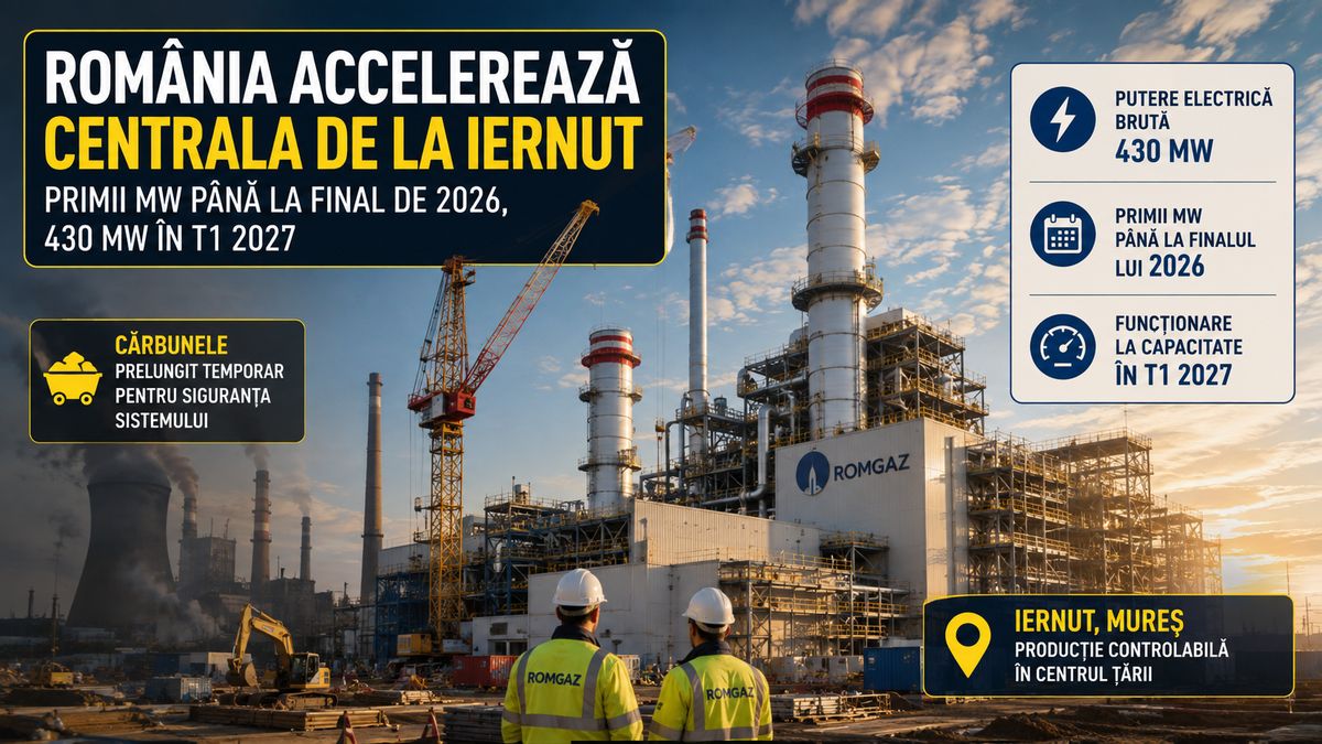 Centrala Iernut: primii MW până la finalul lui 2026 și 430 MW la capacitate în T1 2027 — NRG-IA