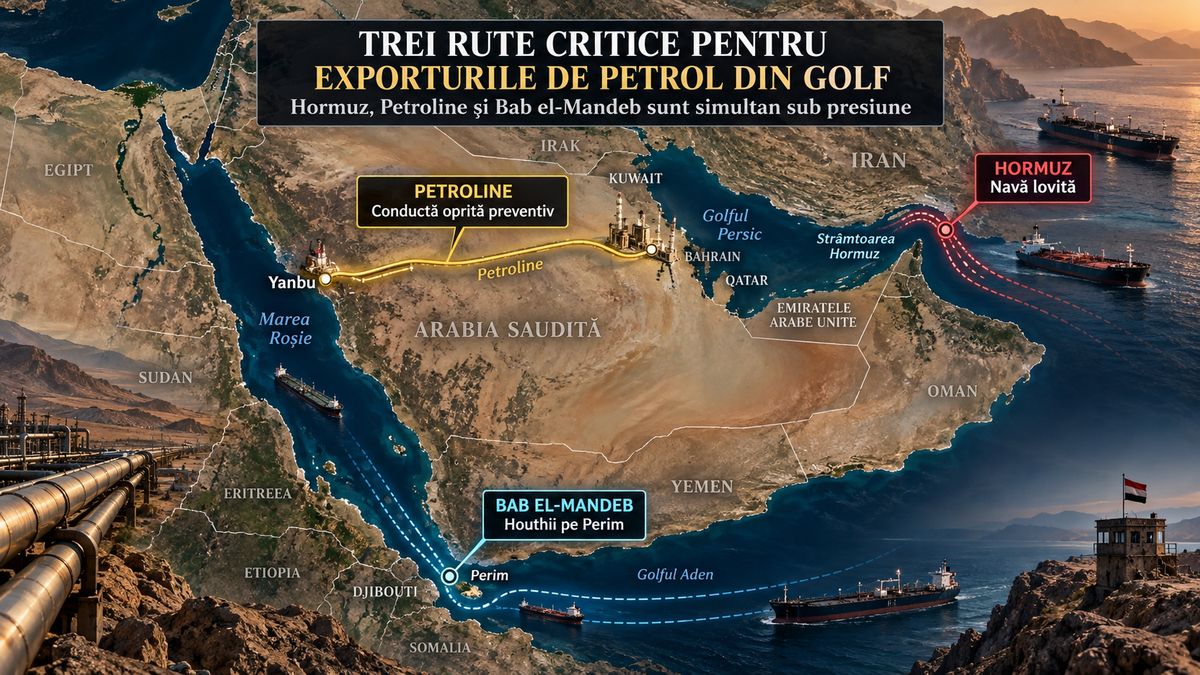 Hormuz, Petroline și Bab el-Mandeb: trei căi critice pentru exporturile de petrol din Golf, simultan sub presiune — NRG-IA