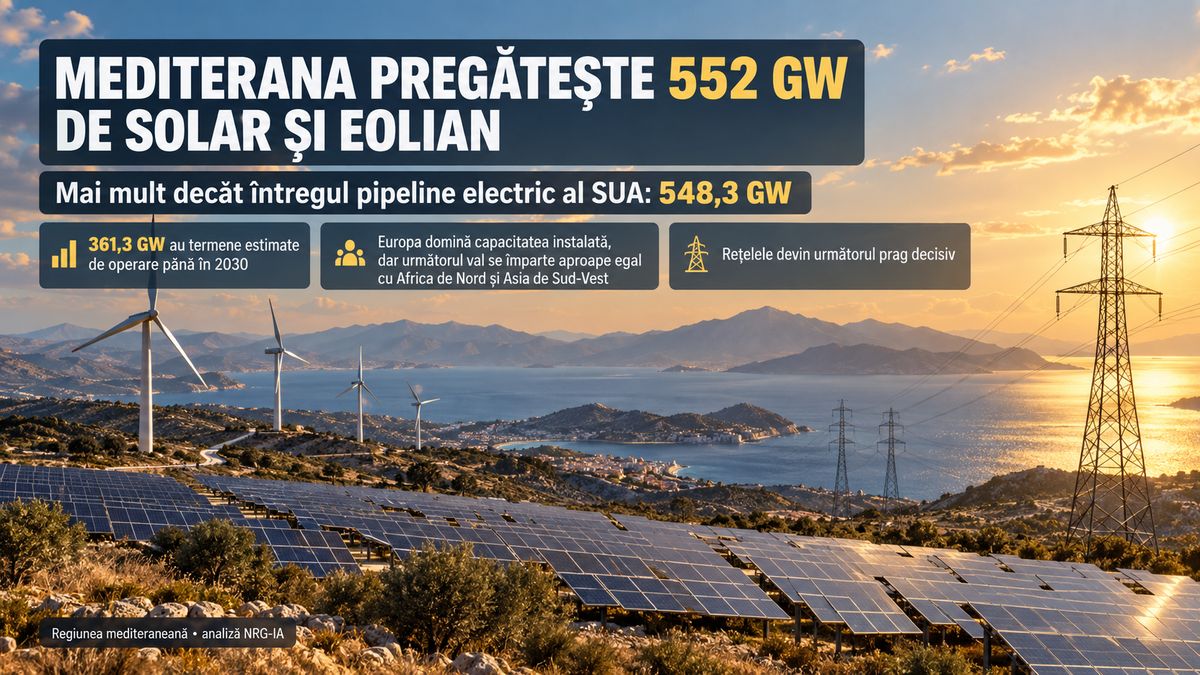 Mediterana are 552 GW de proiecte solare și eoliene, peste întregul pipeline electric planificat al SUA — NRG-IA