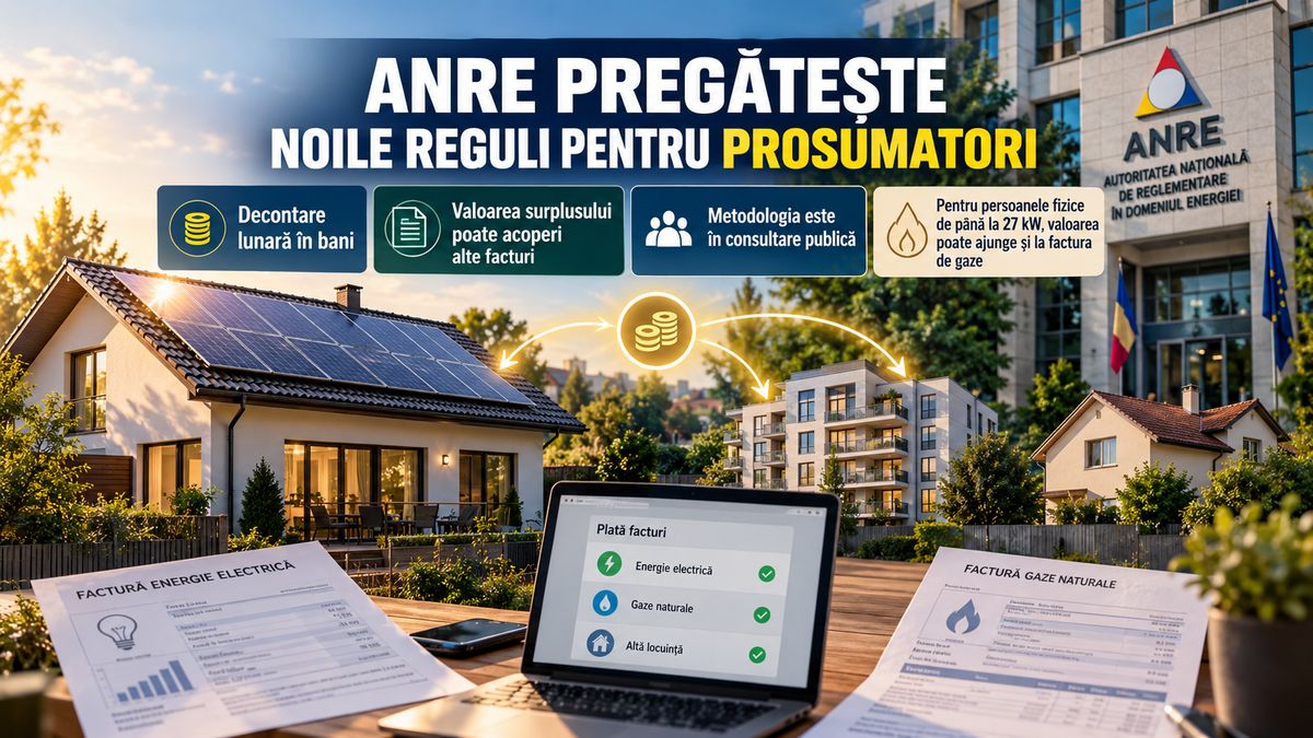 Prosumatori 2026: noile reguli ANRE pentru compensare, multi-loc și facturi — NRG-IA