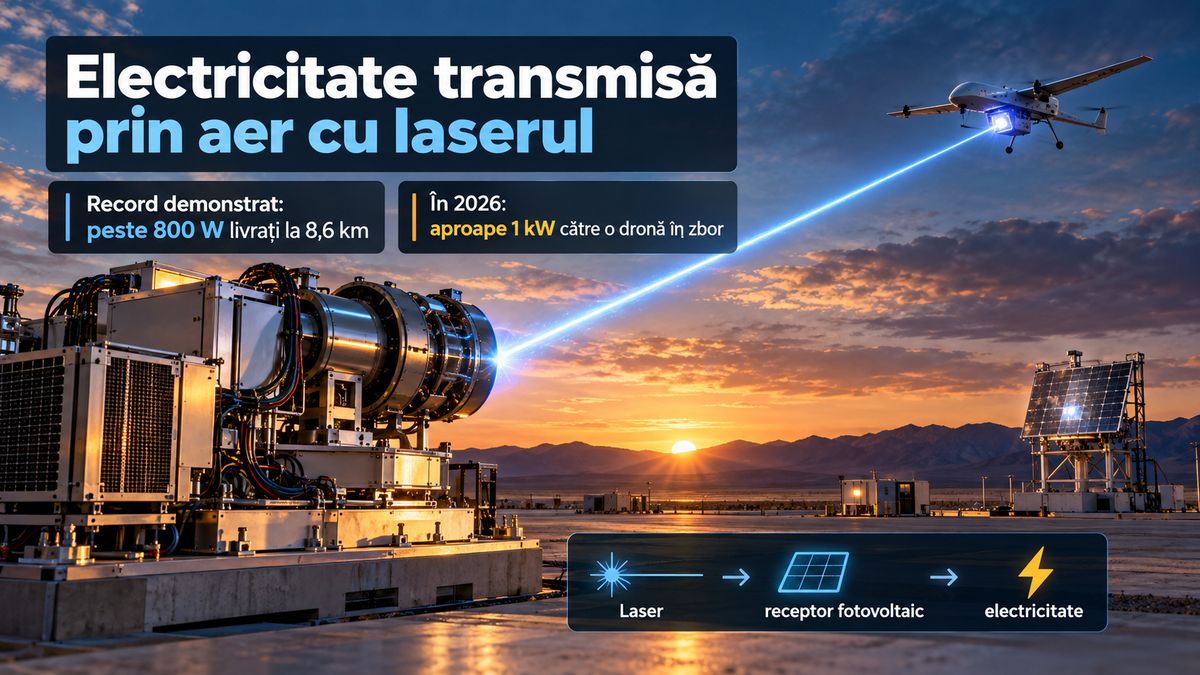 Electricitate prin laser: peste 800 W transmiși la 8,6 km și aproape 1 kW către o dronă în zbor — NRG-IA