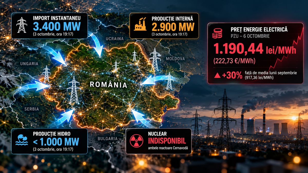 România importă aproape 3.400 MW de electricitate, iar prețul PZU ajunge la 1.190 lei/MWh — NRG-IA