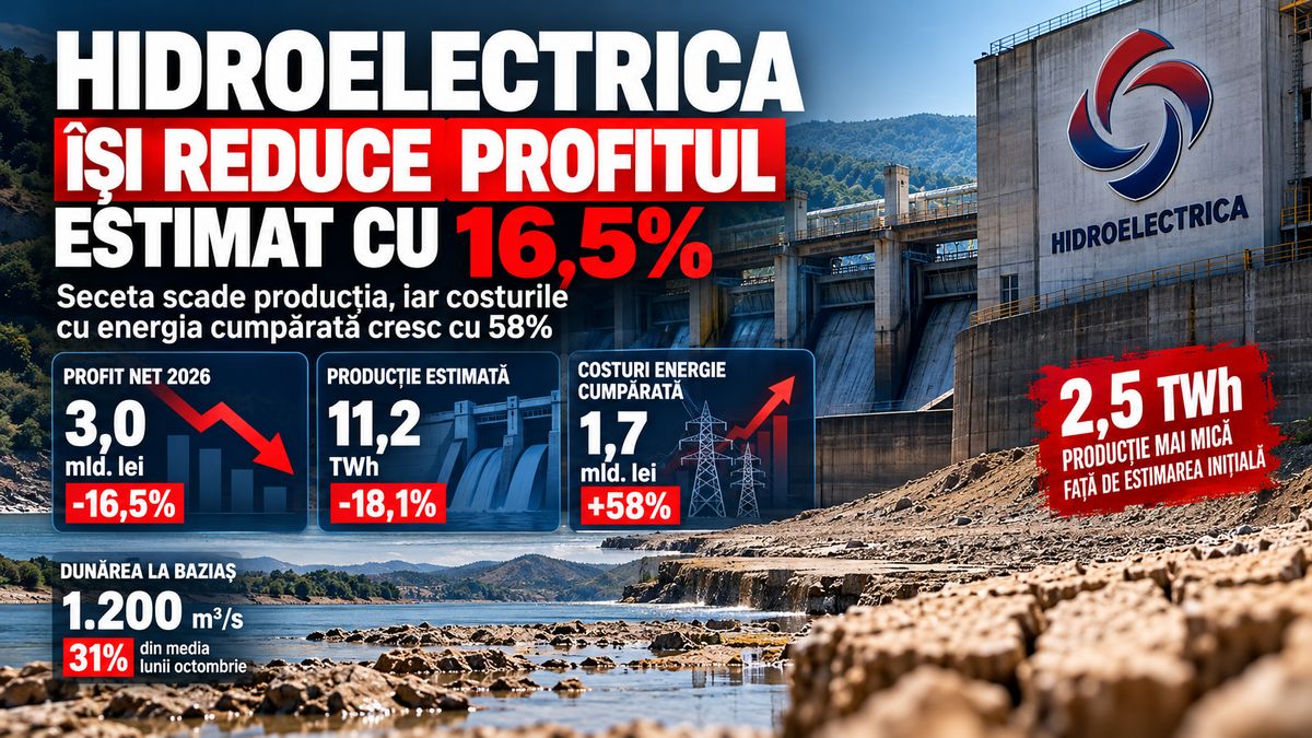 Hidroelectrica: profit estimat mai mic cu 16,5% în 2026 din cauza secetei — NRG-IA