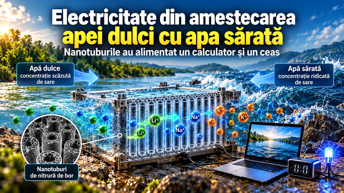Electricitate din diferența de salinitate: membrane cu nanotuburi alimentează un calculator și deschid calea către blue energy — NRG-IA