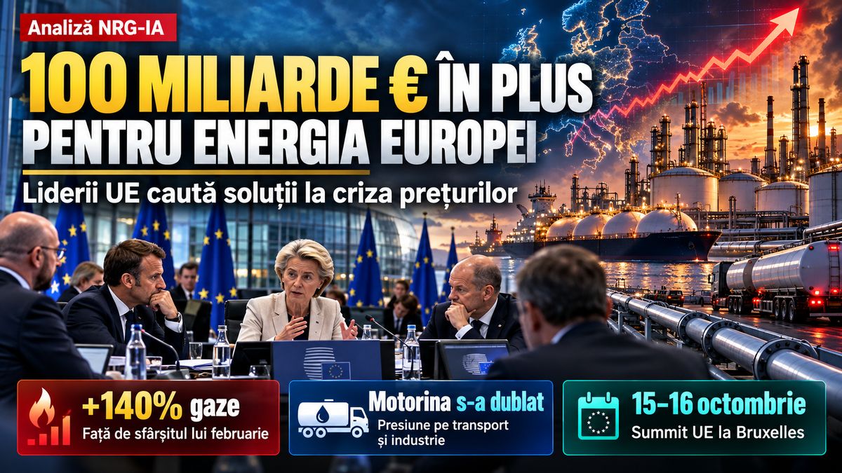 Europa plătește 100 miliarde € în plus pentru energie. Summit UE 2026 — NRG-IA