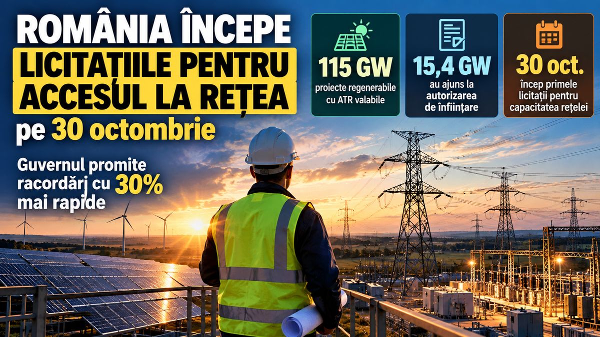 Licitații racordare rețea 30 octombrie 2026: 115 GW cu ATR — NRG-IA