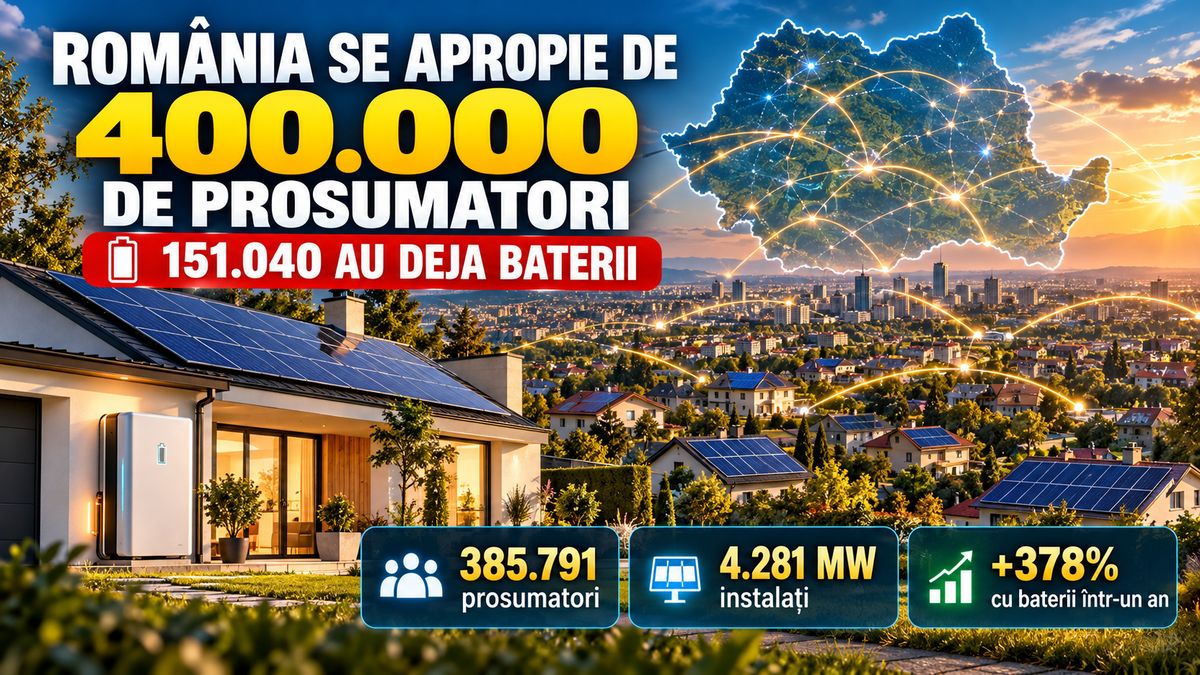 România: 385.791 prosumatori, 151.040 cu baterii în 2026 — NRG-IA