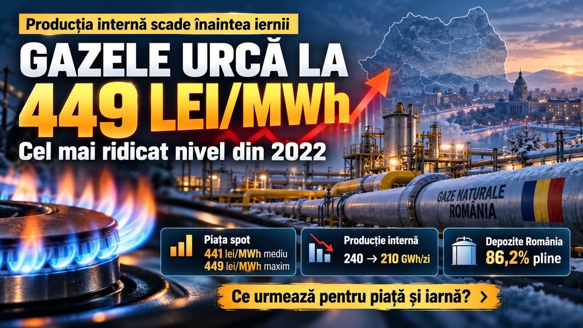 Gazele ating 449 lei/MWh în România. Producția internă scade înaintea iernii — NRG-IA