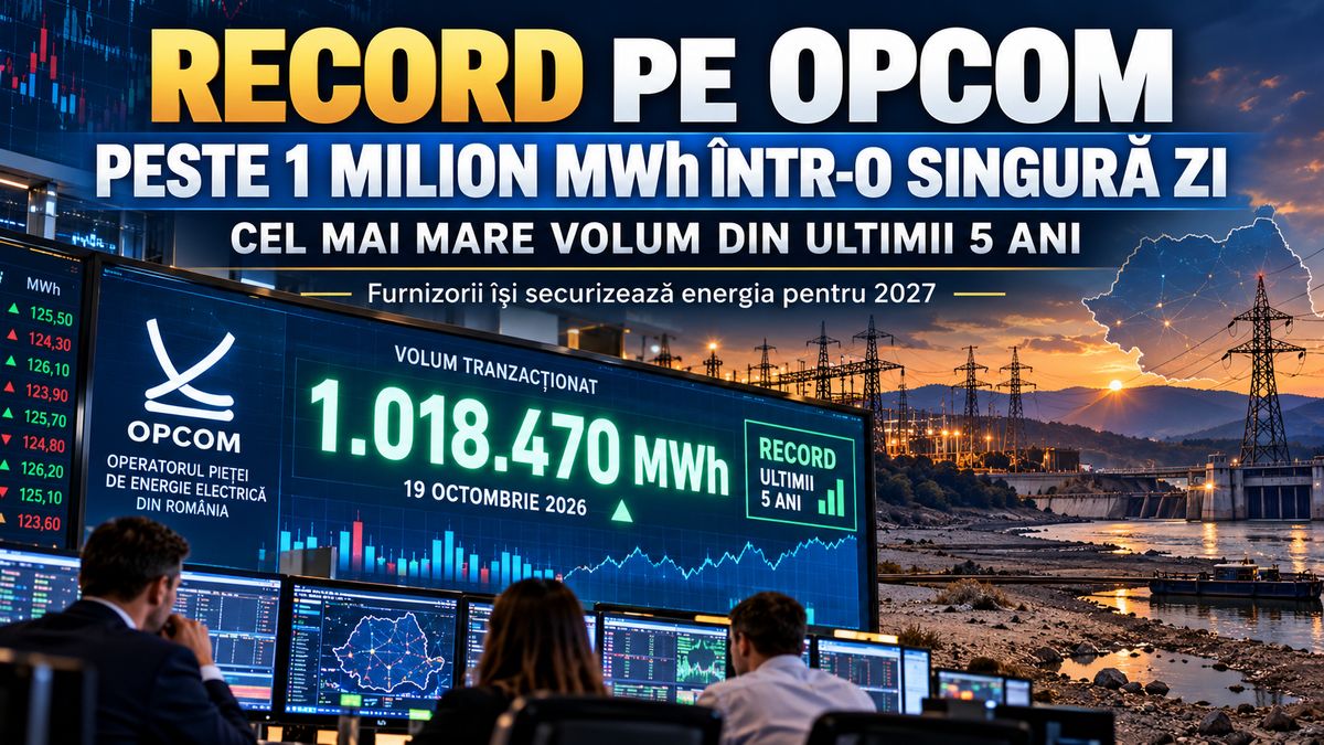 Record pe bursa de energie OPCOM: Peste 1 milion MWh tranzacționați într-o singură zi pe piața contractelor bilaterale — NRG-IA