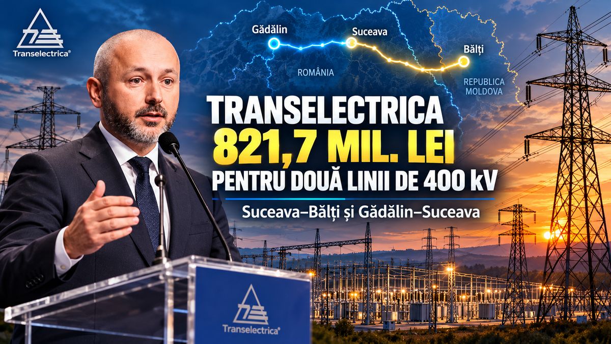 Transelectrica: 821,7 milioane lei pentru liniile Gădălin–Suceava și Suceava–Bălți — NRG-IA