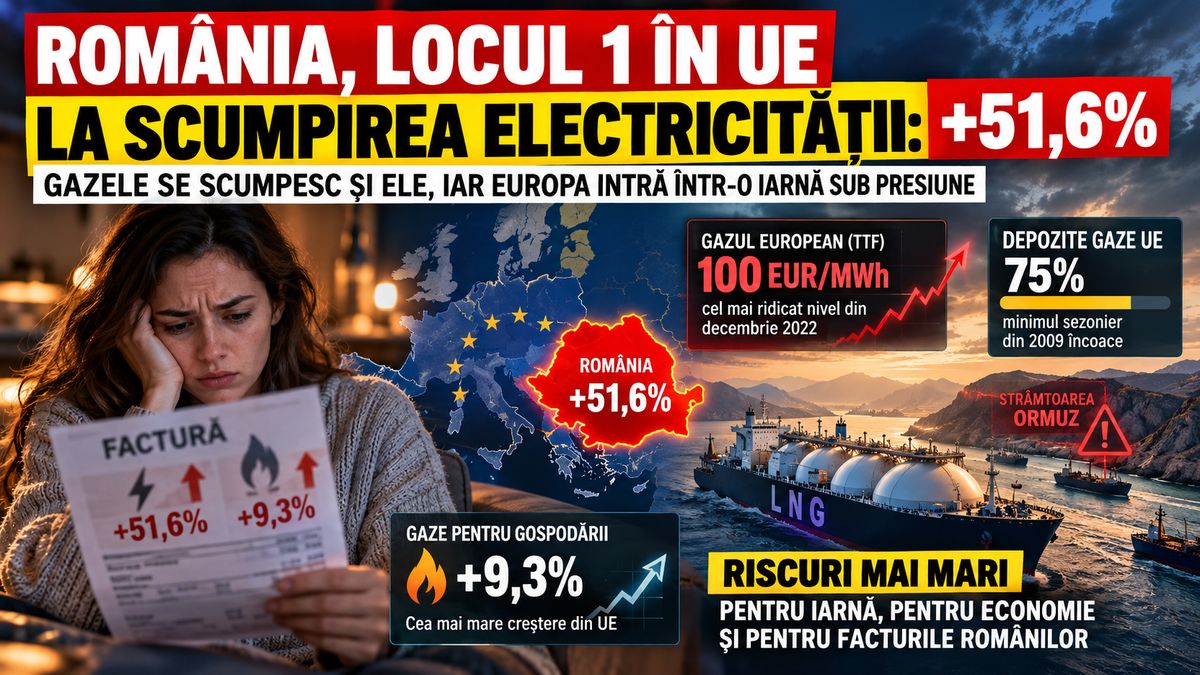 România, locul 1 în UE la scumpirea electricității: +51,6%. Eurostat și criza gazelor — NRG-IA