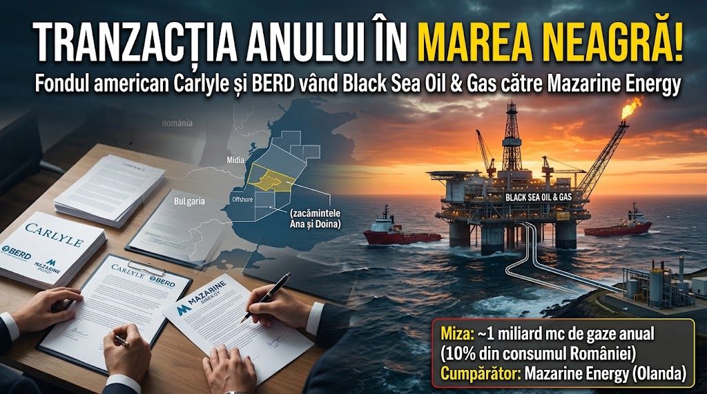 Carlyle și BERD vând Black Sea Oil & Gas către Mazarine Energy: tranzacție majoră cu gazele din Marea Neagră în 2026 — NRG-IA