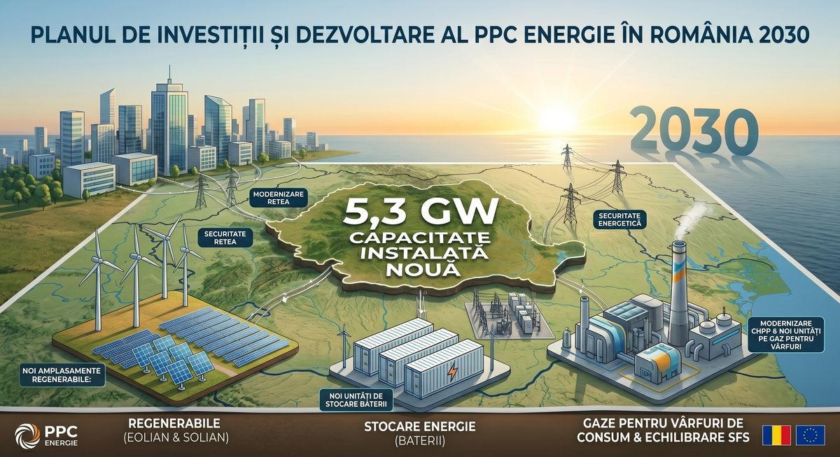 PPC vizează 5,3 GW capacitate instalată în România până în 2030, cu regenerabile, stocare și gaze — NRG-IA