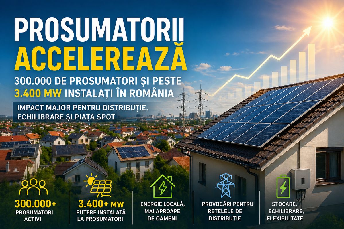 Prosumatorii din România depășesc 300.000 și 3.500 MW instalați: impact asupra rețelelor, stocării și pieței de energie — NRG-IA
