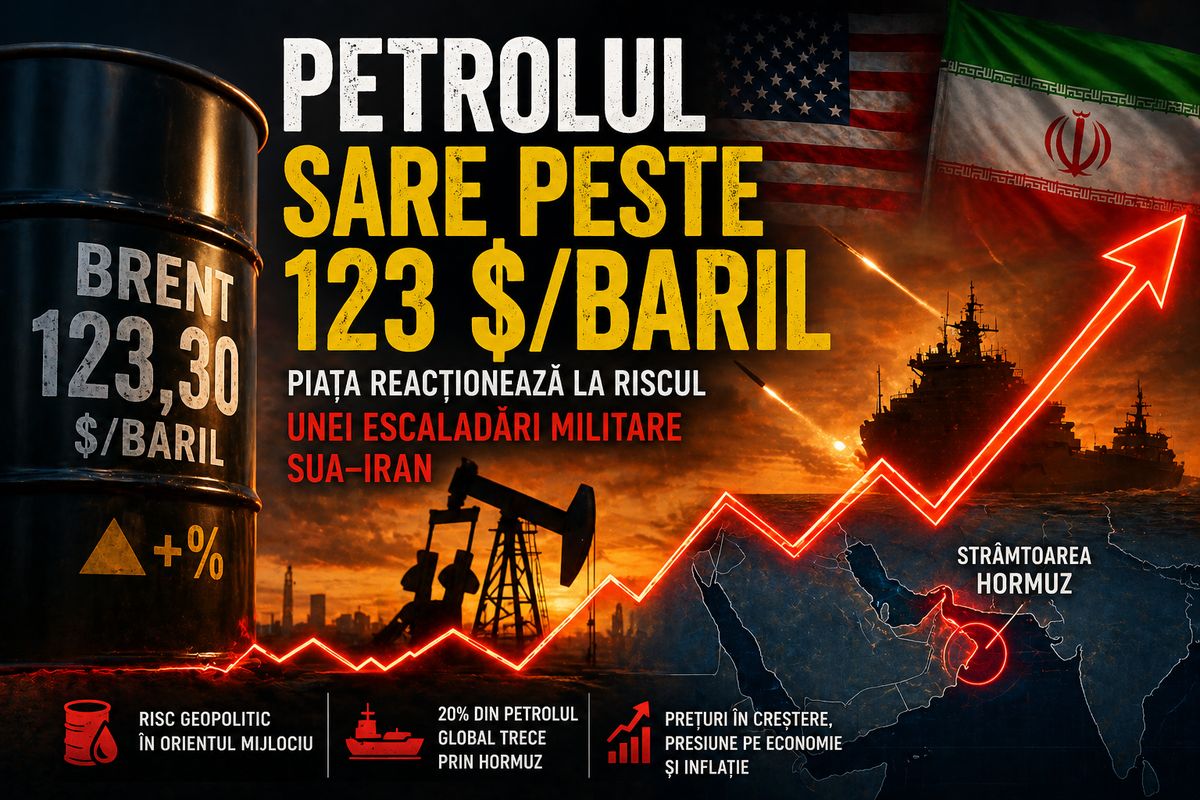 Petrol peste 123 dolari/baril: tensiunile SUA–Iran și riscul Hormuz împing piața energiei în sus — NRG-IA