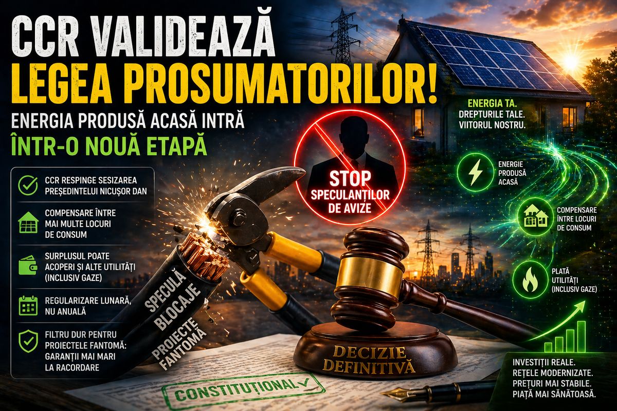 CCR validează legea prosumatorilor: ce se schimbă pentru compensare, furnizori, rețele și racordarea proiectelor energetice — NRG-IA