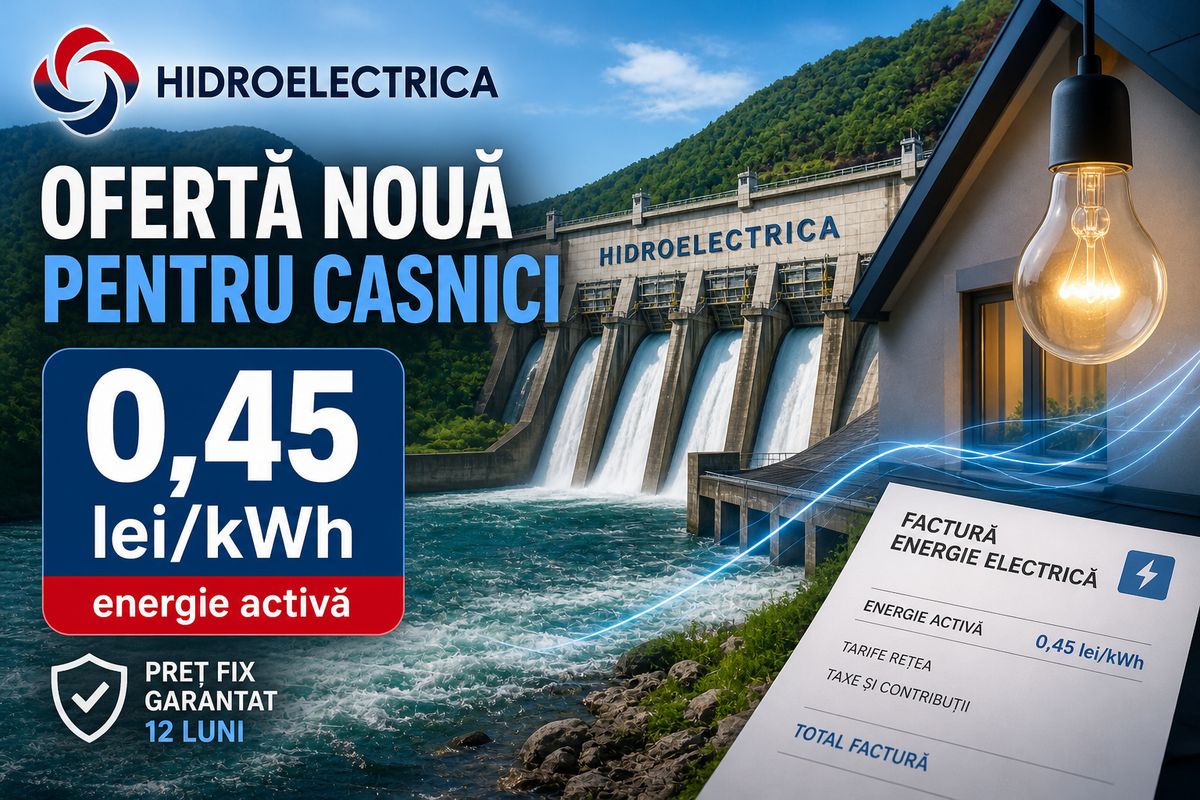 Hidroelectrica lansează ofertă nouă pentru casnici: 0,45 lei/kWh energie activă în mai și iunie 2026 — NRG-IA