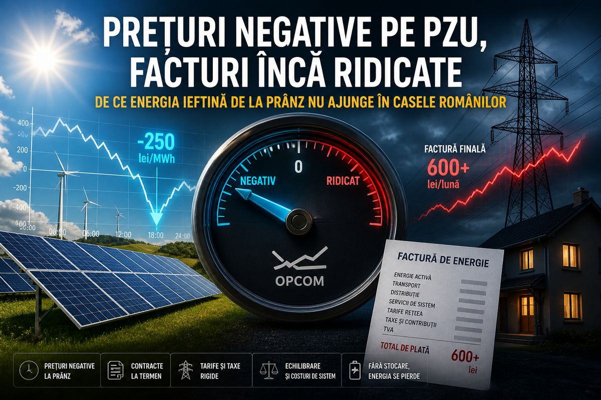 Prețuri negative pe PZU și facturi ridicate: de ce energia ieftină nu ajunge direct la consumatori — NRG-IA