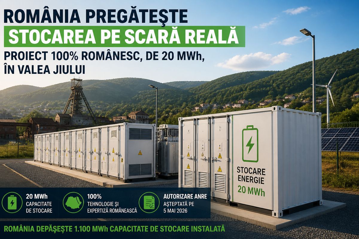 Proiect de stocare 20 MWh în Valea Jiului, realizat 100% în România, în așteptarea autorizării ANRE — NRG-IA