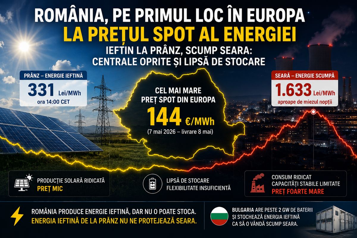 România are cel mai mare preț spot la energie din Europa: centrale oprite, fotovoltaic ieftin la prânz și lipsă de stocare — NRG-IA
