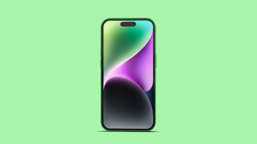 iPhone 14 Pro Mockup - Flat Facing in Green