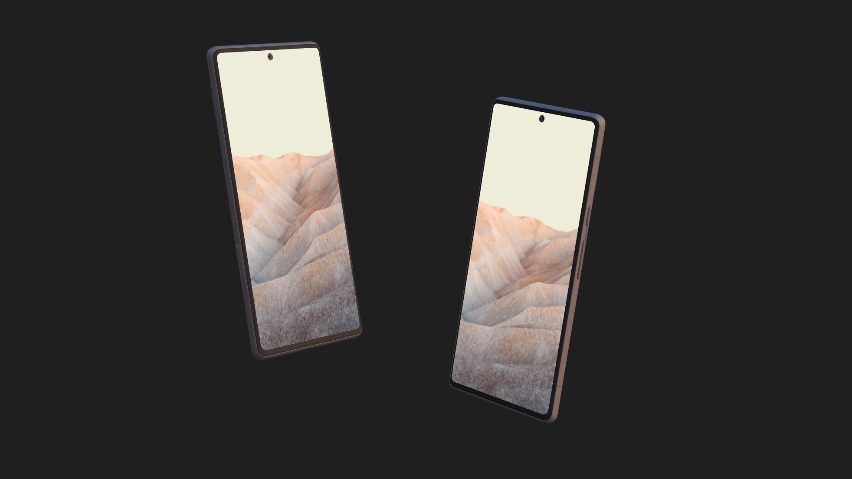 Mockup of two Google Pixel 6 devices