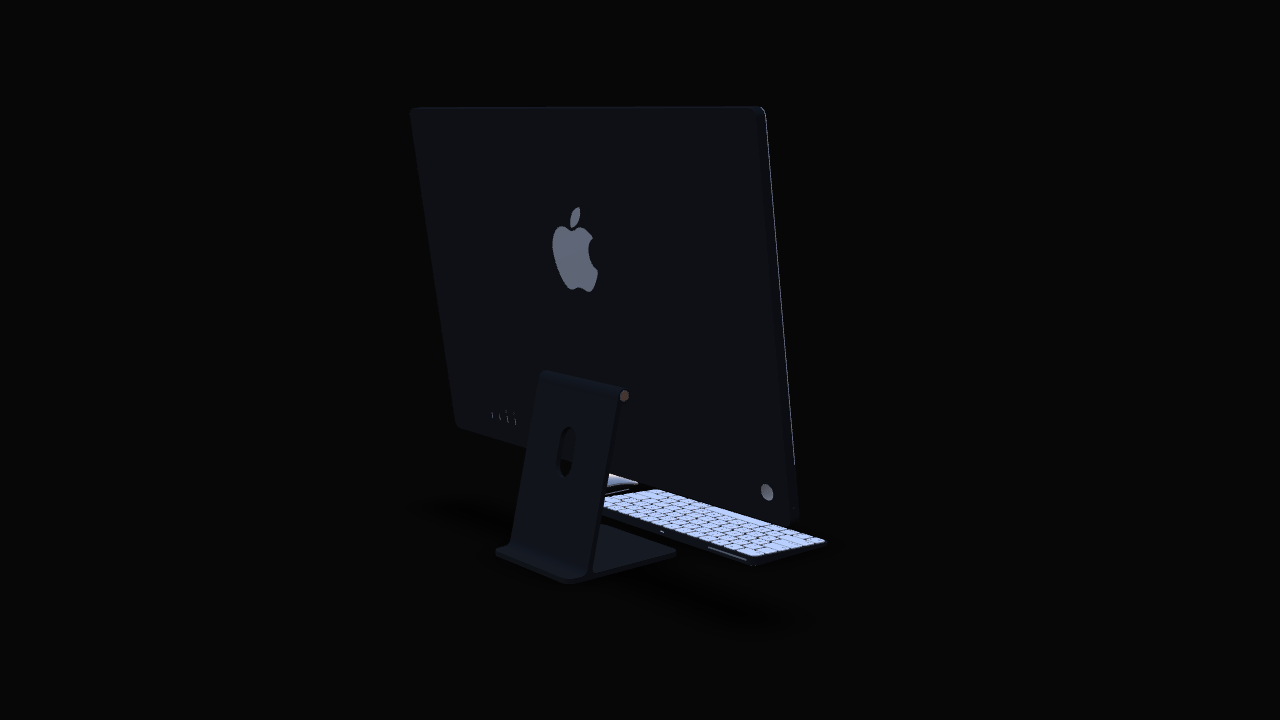Back view of iMac 24 on a dark background