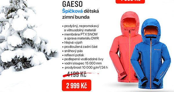 DĚTSKÁ LYŽAŘSKÁ BUNDA S MEMBRÁNOU GAESO