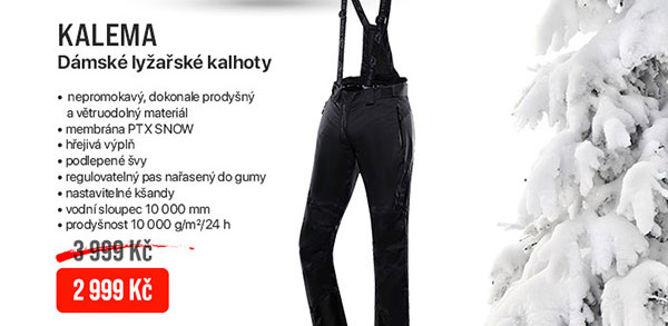 DÁMSKÉ LYŽAŘSKÉ KALHOTY S MEMBRÁNOU PTX KALEMA
