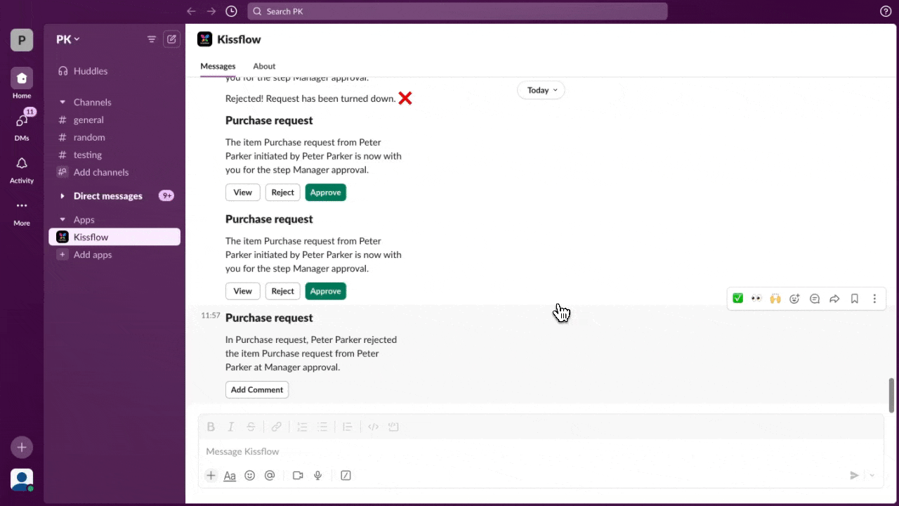 Actions Screenshot