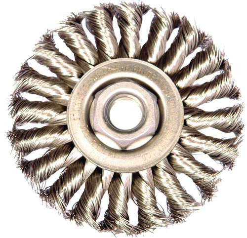 Mini Grinder Knotted Wheel 4" X 5/8"-11, .014 Stainless Wire