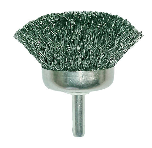 Crimped Wire Cup Brush 1-3/4" X 1/4" Shank, .020 Stainless Wire