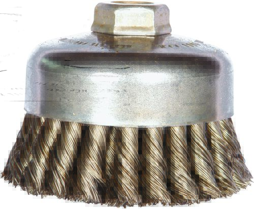 Knotted Cup Brush, Double Row, 4" X 5/8"-11, .020 Carbon Wire