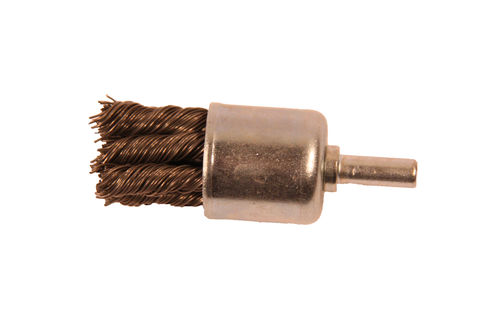 Knotted Power End Brush 1" X 1/4", .014 Carbon Wire