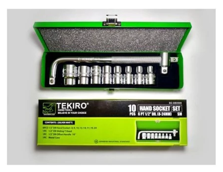 Tekiro Socket Set 1/2 Inch 10 Pcs 6Pt (8-24 Mm) Box Plastik