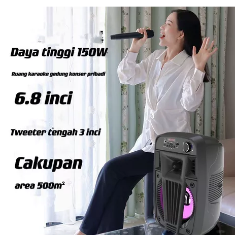 Speaker Bluetooth Super Bass Portable Karaoke dengan Microphone Remote ZQS-6107 Bluetooth