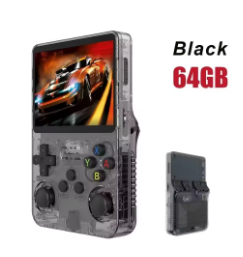 Gameboy ANBERNIC R36S Handheld Game Console Retro Linux Open Source Dual System Portable HITAM