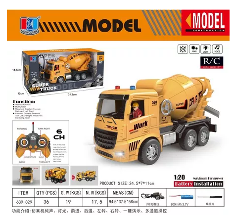 RC KONSTRUKSI TRUCK DUMP 1:20 RODA 6 ANGKUT PASIR DUMPTRUCK & MOLEN MIXER REMOTE KONTROL RC TRUK MIXER
