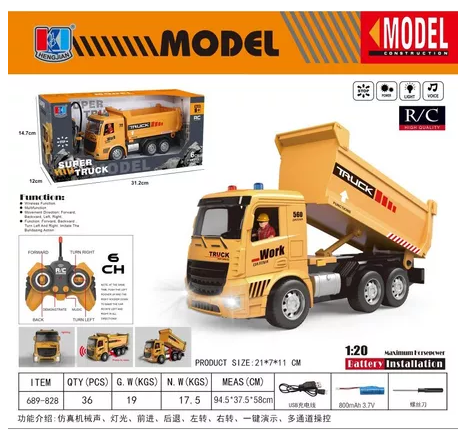RC KONSTRUKSI TRUCK DUMP 1:20 RODA 6 ANGKUT PASIR DUMPTRUCK & MOLEN MIXER REMOTE KONTROL Rc dump truk