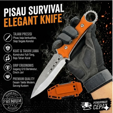 Pisau Survival Camping 3in1 Solid Baja D2