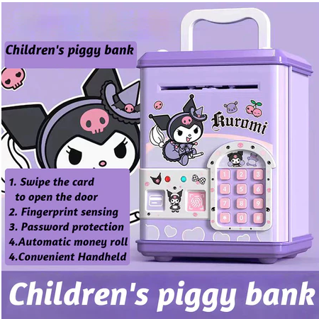 Celengan ATM Brankas Fingerprint Sanrio Kuromi Melody Elektrik Mainan Edukasi Tempat Nabung Hadiah Ulangtahun Anak UNGGU KUROMI