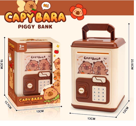 Celengan ATM Brankas Fingerprint Sanrio Kuromi Melody Elektrik Mainan Edukasi Tempat Nabung Hadiah Ulangtahun Anak COKLAT KAPIBARA