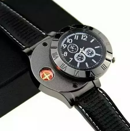jam tangan pria 1 in 2 Korek Api Lighter Charger USB
