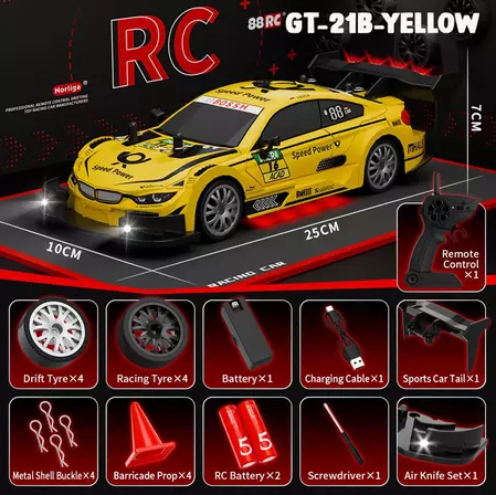 RC Drift Racing GT 1:20 Mobil Remote Control 4WD Sport Bisa Drift Baterai Cas 2.4Ghz KUNING