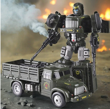 Truk Robot Truk Militer Robot Deformasi Robot Keren Mobil Inersia HIJAU