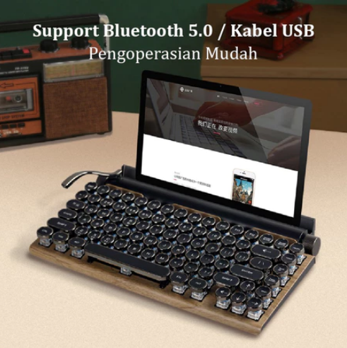 Keyboard Wireless Bluetooth RGB Colorful Backlight Retro Mechanical Keyboard for Cellphone Tablet Laptop Gamer GK99