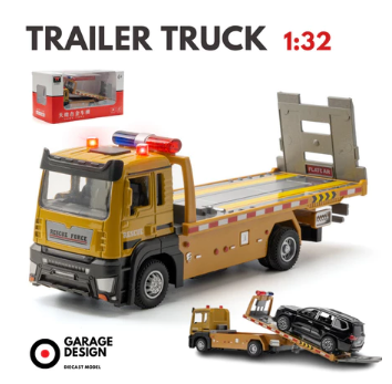 Diecast Alloy Truk Dump Truck 1:32 Metal - Mobil Truk Trailer Dump Truck Lampu Suara Light TRUK TOWING